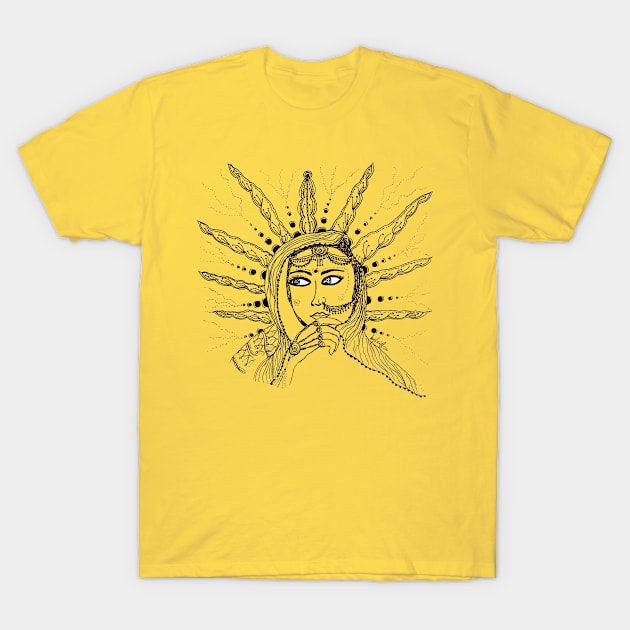 Sunshine Sari (Black Lines) T-Shirt by @byleighart